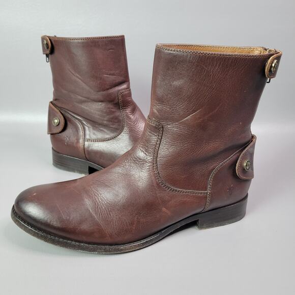Frye Melissa Button Zip Short Ankle Boots Brown Womens Size 8.5 M - Picture 1 of 16